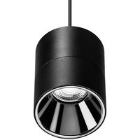 5 in. x 4 in. Wattage Selectable LED Pendant Fixture - Chrome Baffle - Black Finish - 2350 Lumen Max - Watts 12-18-25 - 3500 Kelvin  - 36 Deg. Flood - 8 ft. Adjustable Cable - 120-277 Volt - PLT PremiumSpec PLT-90395