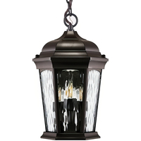 1300 Lumens - 12.5 Watt - 3000 Kelvin - LED Outdoor Pendant Fixture - Flame Lantern - Comes with (1) LED Flame Bulb - Bronze Finish - Water Glass Lens - Euri Lighting EHL-130W-MD