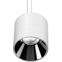 6 in. x 6 in. Wattage Selectable LED Pendant Fixture - Chrome Baffle - White Finish - 4650 Lumen Max - Watts 20-30-40 - 3500 Kelvin - 36 Deg. Flood - 8 ft. Adjustable Cable - 120-277 Volt - PLT PremiumSpec PLT-90399