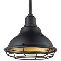 8 in. x 10 in. Pendant Fixture - Gold Baffle - Bronze Finish - Newbridge Collection - Uses (1) Incandescent or LED Bulb - Medium Base - 3 ft. Adjustable Stem - 120 Volt - Nuvo 60-7013