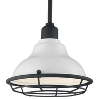 8 in. x 10 in. Pendant Fixture - White Shade - Black Finish - Newbridge Collection - Uses (1) Incandescent or LED Bulb - Medium Base - 3 ft. Adjustable Stem - 120 Volt - Nuvo 60-7023