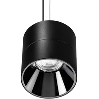 6 in. x 6 in. Wattage Selectable LED Pendant Fixture - Chrome Baffle - Black Finish - 4550 Lumen Max - Watts 20-30-40 - 3500 Kelvin - 36 Deg. Flood - 8 ft. Adjustable Cable - 120-277 Volt - PLT PremiumSpec PLT-90403