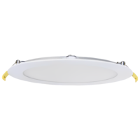 1500 Lumen Max - 18 Watt Max - 8 in. Wattage and Color Selectable New Construction LED Downlight Fixture - Hardwire - Watts 13-15-18 - Kelvin 2700-3000-3500-4000-5000 - Round - White Trim - 90 CRI - 120-277 Volt - Halco 89170