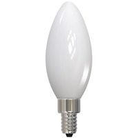 500 Lumens - 5 Watt - Warm Dimming 3000 to 1800 Kelvin - LED Chandelier Filament Bulb - Milky Finish - Straight Tip - 60 Watt Equal - Candelabra Base - 90 CRI - 120 Volt - Bulbrite 776401