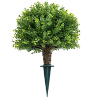 15 in. Diameter Boxwood Sphere Topiary - UV Resistant - 9.25 in. Stem - Indoor and Outdoor - PLT-20304