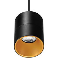 5 in. x 4 in. Wattage Selectable LED Pendant Fixture - Gold Baffle - Black Finish - 2400 Lumen Max - Watts 12-18-25 - 3500 Kelvin - 36 Deg. Flood - 8 ft. Adjustable Cable - 120-277 Volt - PLT PremiumSpec PLT-90394