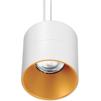 6 in. x 6 in. Wattage Selectable LED Pendant Fixture - Gold Baffle - White Finish - 4700 Lumen Max - Watts 20-30-40 - 3500 Kelvin - 36 Deg. Flood - 8 ft. Adjustable Cable - 120-277 Volt - PLT PremiumSpec PLT-90398