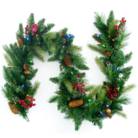 6 ft. Christmas Garland - Cone and Berry - Battery Operated - Pre-lit with Multi-Color and Warm White LED Mini Lights - Indoor/Outdoor - PLT-20315