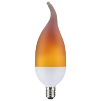 LED Flame Bulb - 2 Watt - 25 Watt Equal - Candle Glow - 4.5 in. x 1.4 in. - 60 Lumens - 1400 Kelvin - White - Candelabra Base - 120 Volt - Satco S29807