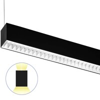 3 ft. Wattage and Color Selectable Architectural LED Linear Fixture with Louver Lens - Up/Down Light - 2700 Total Lumens - Black - Versa Series - Linkable - Watts 15-23-30 - Kelvin 3000-3500-4000 - 120-277 Volt - PLT PremiumSpec PLT-90437