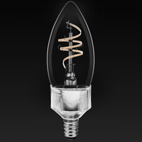 350 Lumens - 4 Watt - 2700 Kelvin - LED Chandelier Filament Bulb - 3.9 in. x 1.4 in. - Clear - Gray Filament - 40 Watt Equal - Soft White - Candelabra Base - 93 CRI - 120 Volt - Satco S11525