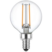 2 in. Dia. - LED G16.5 Globe Filament Bulb - 3 Watt - 25 Watt Equal - Warm White - Clear Finish - 200 Lumens - 2700 Kelvin - Candelabra Base - 92 CRI - 120 Volt - PLT-13250