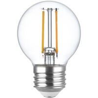 2 in. Dia. - LED G16.5 Globe Filament Bulb - 3 Watt - 25 Watt Equal - Warm White - Clear Finish - 250 Lumens - 2700 Kelvin - Medium Base - 92 CRI - 120 Volt - PLT-13252