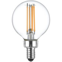 2 in. Dia. - LED G16 Globe Filament Bulb - 3.5 Watt - 40 Watt Equal - Warm White - Clear Finish - 350 Lumens - 2700 Kelvin - Candelabra Base - 92 CRI - 120 Volt - PLT-13254