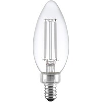 120 Lumens - 1.5 Watt - 2700 Kelvin - LED Chandelier Filament Bulb - 3.9 in. x 1.4 in. - Clear - White Filament - 15 Watt Equal - Warm White - Candelabra Base - 120 Volt - PLT-13386