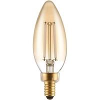 100 Lumens - 1.5 Watt - 2700 Kelvin - LED Chandelier Filament Bulb - 3.9 in. x 1.4 in. - Amber Tint - White Filament - 15 Watt Equal - Warm White - Candelabra Base - 120 Volt - PLT-13393