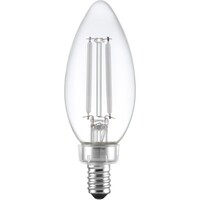 120 Lumens - 1.5 Watt - 3000 Kelvin - LED Chandelier Filament Bulb - 3.9 in. x 1.4 in. - Clear - White Filament - 15 Watt Equal - Halogen Color - Candelabra Base - 120 Volt - PLT-13387