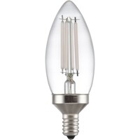 500 Lumens - 5.5 Watt - 3000 Kelvin - LED Chandelier Filament Bulb - 3.9 in. x 1.4 in. - Clear - White Filament - 60 Watt Equal - Halogen Color - Candelabra Base - 90 CRI - 120 Volt - PLT-13392