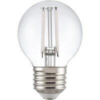 1.97 in. Dia. - LED G16.5 Globe Filament Bulb - 2.5 Watt - 25 Watt Equal - Warm White - Clear - White Filament - 250 Lumens - 2700 Kelvin - Medium Base - 90 CRI - 120 Volt - PLT-13419