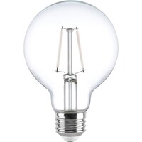 3.15 in. Dia. - LED G25 Globe Filament Bulb - 3.5 Watt - 40 Watt Equal - Warm White - Clear - White Filament - 350 Lumens - 2700 Kelvin - Medium Base - 90 CRI - 120 Volt - PLT-13421