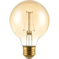 3.15 in. Dia. - LED G25 Globe Filament Bulb - 3 Watt - 25 Watt Equal - Warm White - Amber Tint - White Filament - 250 Lumens - 2700 Kelvin - Medium Base - 90 CRI - 120 Volt - PLT-13426