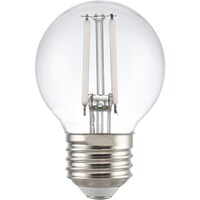 1.97 in. Dia. - LED G16.5 Globe Filament Bulb - 2.5 Watt - 25 Watt Equal - Halogen Color - Clear - White Filament - 250 Lumens - 3000 Kelvin - Medium Base - 90 CRI - 120 Volt - PLT-13420