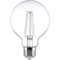 3.15 in. Dia. - LED G25 Globe Filament Bulb - 7 Watt - 75 Watt Equal - Halogen Color - Clear - White Filament - 600 Lumens - 3000 Kelvin - Medium Base - 90 CRI - 120 Volt - PLT-13425