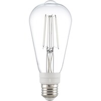 500 Lumens - 4.5 Watt - LED Edison Filament Bulb with 5 Selectable Color Temperature - Kelvin 2700-3000-3500-4000-5000 - Clear - White Filament - 60 Watt Equal - Medium Base - 120 Volt - PLT-13433