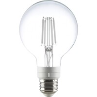 3.15 in. Dia. - LED G25 Globe Filament Bulb with 5 Selectable Color Temperature - 2.5 Watt - 25 Watt Equal - Kelvin 2700-3000-3500-4000-5000 - Clear - White Filament - 250 Lumens - Medium Base - 120 Volt - PLT-13434