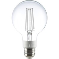 3.15 in. Dia. - LED G25 Globe Filament Bulb with 5 Selectable Color Temperature - 4.5 Watt - 60 Watt Equal - Kelvin 2700-3000-3500-4000-5000 - Clear - White Filament - 500 Lumens - Medium Base - 120 Volt - PLT-13436