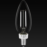 120 Lumens - 1.5 Watt - 2700 Kelvin - LED Chandelier Filament Bulb - 3.9 in. x 1.4 in. - Clear - White Filament - 15 Watt Equal - Warm White - Candelabra Base - 120 Volt - PLT-13386