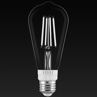 500 Lumens - 4.5 Watt - LED Edison Filament Bulb with 5 Selectable Color Temperature - Kelvin 2700-3000-3500-4000-5000 - Clear - White Filament - 60 Watt Equal - Medium Base - 120 Volt - PLT-13433