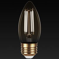 300 Lumens - 4 Watt - 3000 Kelvin - LED Chandelier Filament Bulb - 3.5 in. x 1.4 in. - Amber Tint - White Filament - 40 Watt Equal - Halogen Color - Medium Base - 90 CRI - 120 Volt - PLT-13397