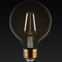 3.15 in. Dia. - LED G25 Globe Filament Bulb - 3 Watt - 25 Watt Equal - Warm White - Amber Tint - White Filament - 250 Lumens - 2700 Kelvin - Medium Base - 90 CRI - 120 Volt - PLT-13426