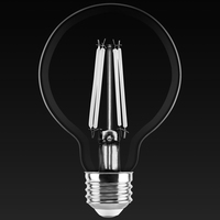 3.15 in. Dia. - LED G25 Globe Filament Bulb - 7 Watt - 75 Watt Equal - Warm White - Clear - White Filament - 600 Lumens - 2700 Kelvin - Medium Base - 90 CRI - 120 Volt - PLT-13424