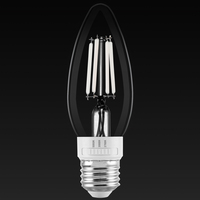 120 Lumens - 1.5 Watt - LED Chandelier Filament Bulb with 3 Selectable Color Temperature - 4.9 in. x 1.7 in. - Kelvin 2700-3000-5000 - Clear - White Filament - 15 Watt Equal - Medium Base - 120 Volt - PLT-13428