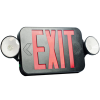 Double Face LED Combination Exit Sign - LED Lamp Heads - Red Letters - 90 Min. Operation - Black - 120/277 Volt - Fulham FHEC30BR