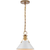 9.5 in. x 9.75 in. Pendant Fixture - White Shade - Brass Finish Thumbnail
