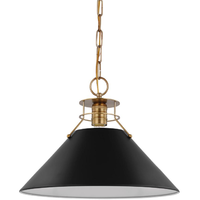 16.5 in. x 11.63 in. Pendant Fixture - Black Shade - Brass Finish - Outpost Collection - Uses (1) 60-Watt Max Incandescent or LED Bulb - Medium Base - 4 ft. Adjustable Chain - 120 Volt - Nuvo 60-7525