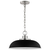 15 in. x 8 in. Pendant Fixture - Black Shade - Nickel Finish Thumbnail