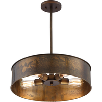 20 in. x 7.3 in. Pendant Fixture -  Weathered Brass Shade - Brass Finish - Kettle Collection - 960 Lumens - 60 Watt - 2700 Kelvin - Comes with (4) Incandescent Bulbs - Medium Base -  1.5 ft. Adjustable Threaded Rod - 120 Volt - Nuvo 60-5894