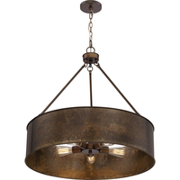 30 in. x 28 in. Pendant Fixture -  Weathered Brass Shade - Brass Finish - Kettle Collection - 1200 Lumens - 60 Watt - 2700 Kelvin - Comes with (5) Incandescent Bulbs - Medium Base - 4 ft. Adjustable Chain - 120 Volt - Nuvo 60-5895
