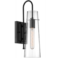 17 in. x 5 in. Wall Sconce Fixture - Clear Glass - Black Finish - Alondra Collection - Uses (1) Incandescent or LED Bulb - Medium Base - 120 Volt - Nuvo 60-6879