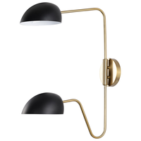 26 in. x 37 in. Wall Sconce Fixture - Black Shade - Brass Finish - Trilby Collection - Uses (2) Incandescent or LED Bulbs - Medium Base - 120 Volt - Nuvo 60-7393
