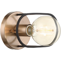 5 in. x 7.5 in. Wall Sconce Fixture - Black Shade - Copper Brushed Brass Finish - Chassis Collection - Uses (1) Incandescent or LED Bulb - Medium Base - 120 Volt - Nuvo 60-6651