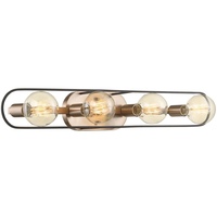 32 in. Vanity Light Fixture - 4-Light - Black and Brass Finish - Chassis Collection - Uses (4) Incandescent or LED Bulbs - Medium Base - 120 Volt - Nuvo 60-6654