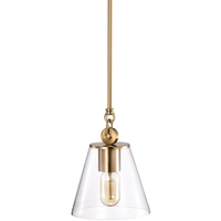 7 in. x 9.5 in. Pendant Fixture - Clear Glass - Brass Finish - Dover Collection - Uses (1) 60-Watt Max Incandescent or LED Bulb - Medium Base - 3 ft. Adjustable Threaded Rod - 120 Volt - Nuvo 60-7410