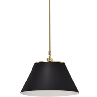 10 in. x 14 in. Pendant Fixture - Black Shade - Brass Finish - Dover Collection - Uses (1) Incandescent or LED Bulb - Medium Base - 3 ft. Adjustable Threaded Rod - 120 Volt - Nuvo 60-7411