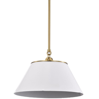 13.75 in. x 10 in. Pendant Fixture - White Shade - Brass Finish - Dover Collection - Uses (1) 60-Watt Max Incandescent or LED Bulb - Medium Base - 3 ft. Adjustable Threaded Rod - 120 Volt - Nuvo 60-7412