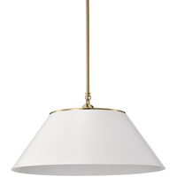 20 in. x 14 in. Pendant Fixture - White Shade - Brass Finish - Dover Collection - Uses (3) 60-Watt Max Incandescent or LED Bulb - Medium Base - 3 ft. Adjustable Threaded Rod - 120 Volt - Nuvo 60-7415